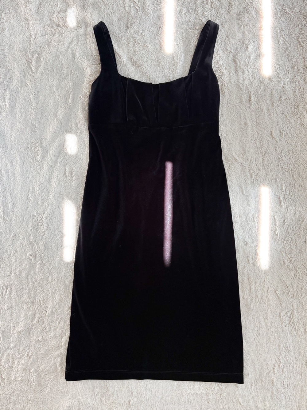 David Meister Vintage Y2K Black Velvet Square Neck Sheath Dress Size 6